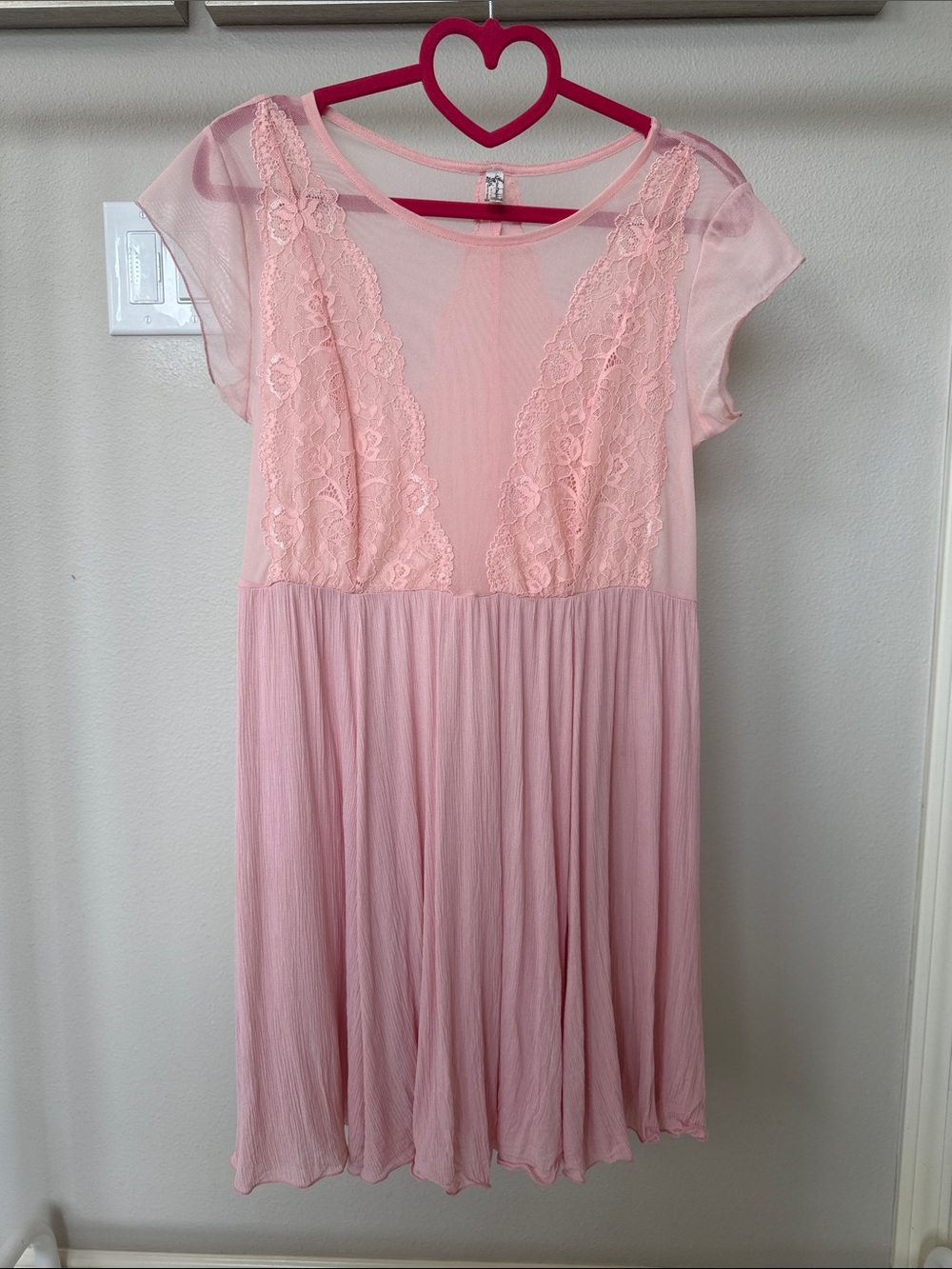 Intimately by free People Sheer Lace Babydoll Dress in Blush Pink